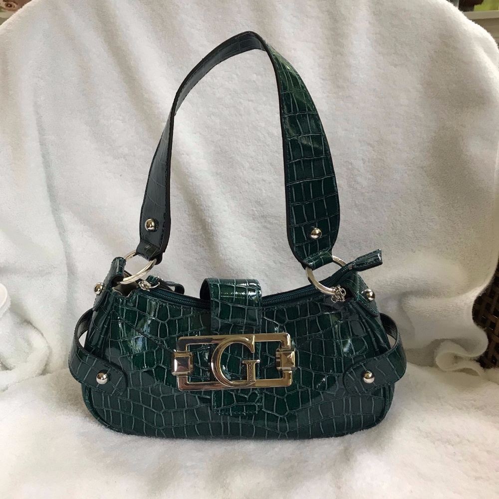 GUESS Crocodile Embossed Satchel